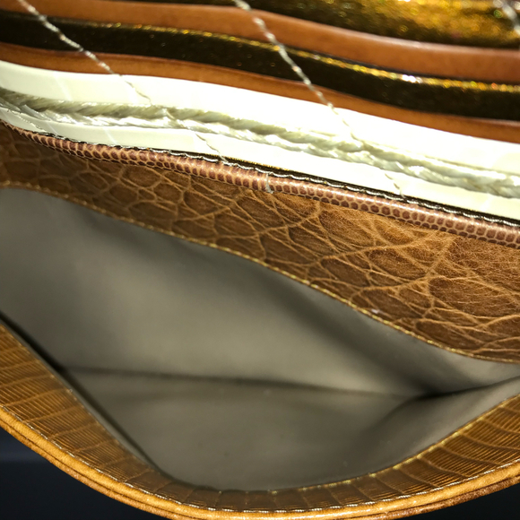 Sharif Vintage Leather Multi-Textured Striped Crossbody EUC - Picture 10 of 12